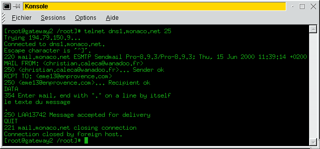SMTP avec Telnet